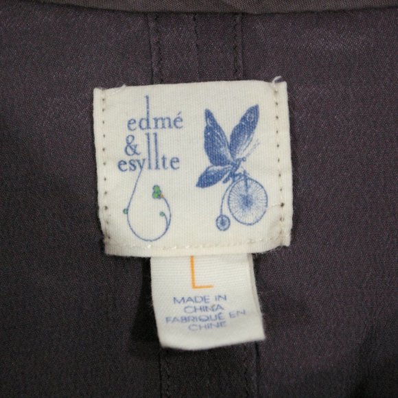 Anthopologie Edme & Esyllte 100% Silk Blouse Top Womens Large 3/4 Sleeve Henley - Picture 7 of 8